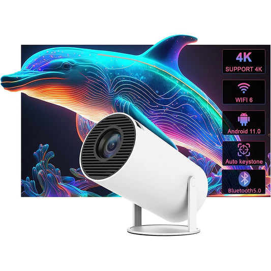 HY300 Portable Smart Android Mini Projector with 5G WIFI 6, Max 4K Resolution, Bluetooth Video Projectors